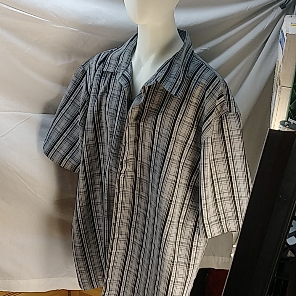 Basic editions xl grey striped casual shirt